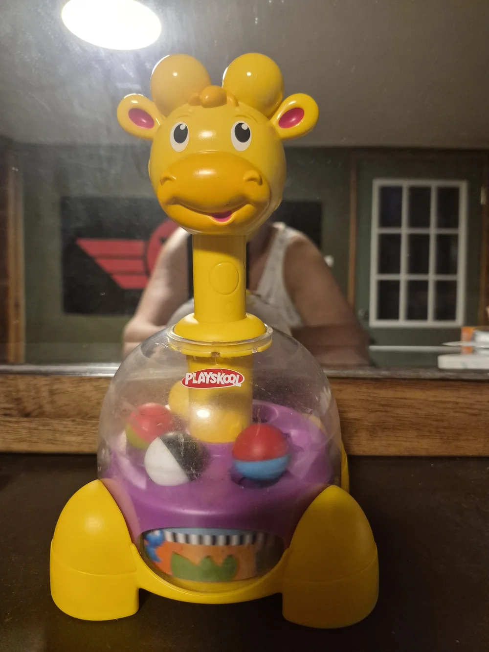 2011 Playskool Giraffalaff Tumble Top Toy Yellow Giraffe Ball Popper